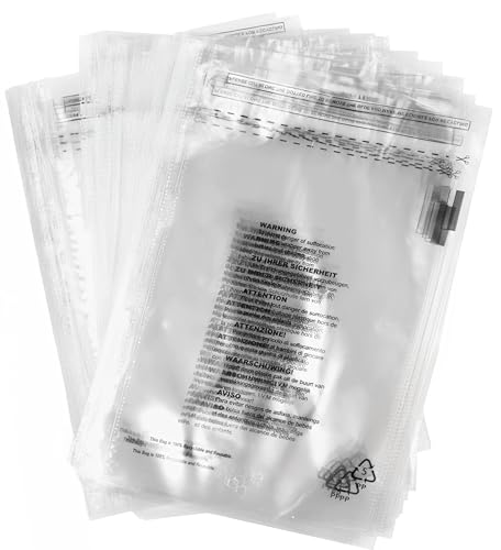 100 x (8″ x 10″) 205mm x 254mm Self Seal Clear Poly Bags with Suffocation Warning in 6 Languages, FBA Polybags (8 inches X 10 inches)