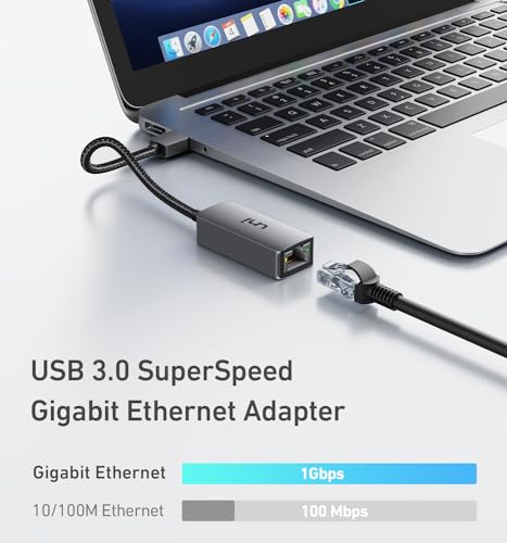 uni USB Ethernet Adapter Driver Free 1Gbps, Aluminum, USB 3.0 to RJ45 Gigabit Lan Wire Adapter, USB Network Adapter Compatible with MacBook Pro 2022 2020, Surface Pro, Windows 11, XP, Vista, Mac/Linux