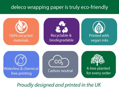 4 x Recyclable Cat Wrapping Paper Sheets 70cm x 50cm - Premium Black and White Gift Wrap - Made in the UK - 100% Recycled Eco Friendly Animal Gift Wrapping Paper