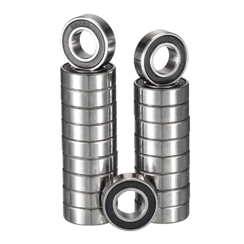 HiPicco 687-2RS Deep Groove Ball Bearings, ID 7mm x OD 14mm x Width 5mm Miniature Bearings, Double Rubber Sealed Ball Bearing Pre-Lubricated Chrome Steel Z2 Lever 20pcs