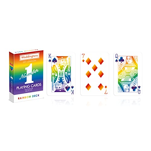 Waddingtons Number 1 Rainbow Playing Card Game, brighten your favourite games including Snap and Poker with this deck, perfect travel companion, gift and toy for boys, girls and adults Aged 6 plus