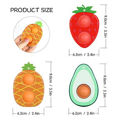 Ainiv 3 Pack Fidget Push Bubble Toy, Fidget Popper Sensory Mini Toys, Strawberry Pineapple Avocado Shape Keychain Decompression Toy, Simple Anxiety Relief Toys for Kids Adults ADD OCD Autistic Autism