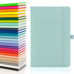 Notes London Eco A5 Notebook with Lined Pages, Pen Loop, Ribbon, Date Marks and Paper Pocket, Medium Hardback Journal, Note, sustainably sourced paper (Pastel Celeste)