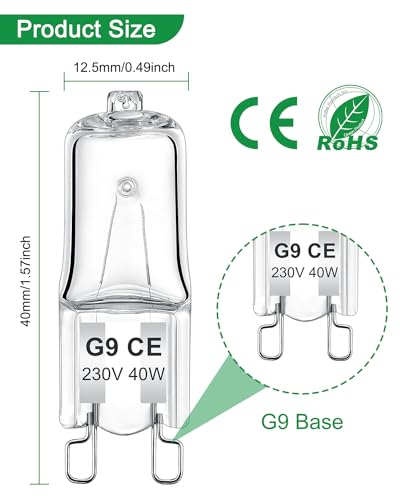 AUZOSL G9 Halogen Bulbs 40W - Bright G9 Light Bulbs (Pack of 12) - Energy Efficient Replacement for G9 40W Bulb - Long-Lasting Lighting Solution