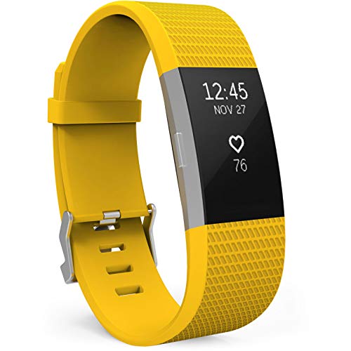 Yousave Accessories Compatible Strap for FitBit Charge 2, Silicone Sport Wristband for the FitBit Charge 2 - (Small - Single Pack, Mellow Yellow)