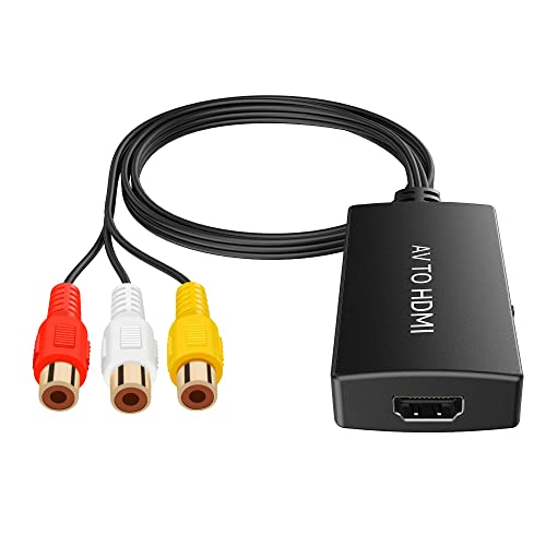 AIFHDAUF RCA to HDMI Converter with HDMI Cable, AV to HDMI Converter, RCA Input HDMI Output Video Audio Adapter for Sky/DVD/STB to View on HDTVs