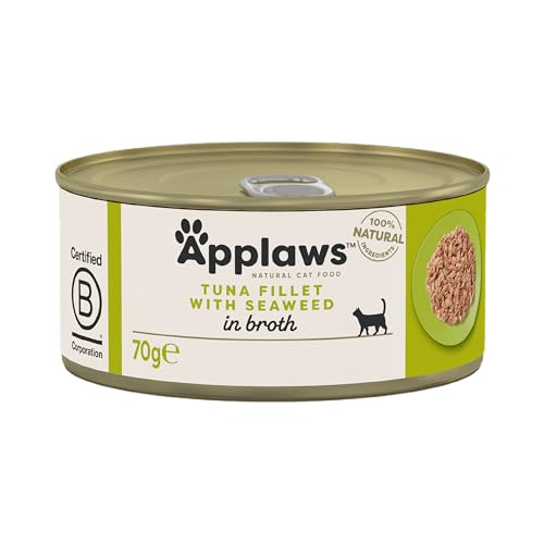 Applaws 100% Natural Cat Food, Tuna Fillet and Seaweed, 70 g Tin (Pack of 24)