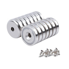 OCEUMAOA 14 Pack Neodymium Magnets Strong Magnet 15lband Pulling Force with Countersunk Hole and Screws Extra Strong Magnets Silver 16mm