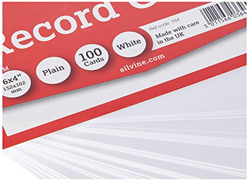 Silvine Record Cards 152x102 mm Plain Pack of 100 - Color: White