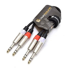 2 x 6.35mm 1/4 inches Stereo TRS Jack Balanced Twin Lead/Signal Audio Patch Cable 0.5m