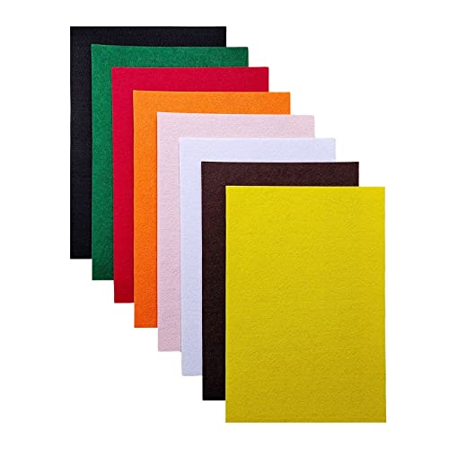 Jtnohx Stiff Felt for Crafts, 2mm Thick Colour Felt Sheets, 8 Pcs 20x30cm Craft Felt Fabric for Sewing & DIY Projects (Christmas Series)