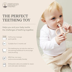 Matchstick Monkey, Original Teether & Gel Applicator, Antimicrobial Silicone Teething Toys for Baby, Easy to Grip, BPA Free, 3 Months Oldand, 10.5 cm, Dusty Pink Monkey