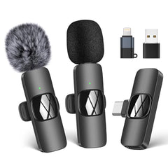 Wireless Lavalier Microphone for iPhone/Android Phone/Computer, USB C Lapel Microphone for Video Recording, Vlogging, TikTok, YouTube, Noise Reduction, Plug-Play Clip on Mic