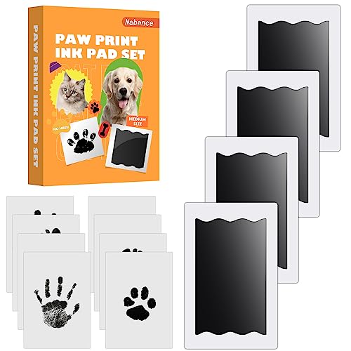 Nabance Baby Handprint and Footprint Kit, Paw Print Kit for Dogs & Cats, 4 Inkless Print Pads, 8 Imprint Cards, Dog Paw Print Kit, Pet Paw Stamp Pads, Pawprint Family Keepsake Kit, Medium Size