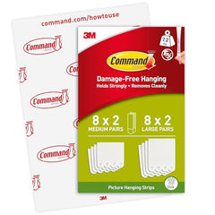 Command Picture Hanging Strips, Value Pack - 8 x 2 Medium and 8 x 2 Large Adhesive Strips - For Pictures, Frames, Mirrors, Wall décor - Damage Free Hanging, White