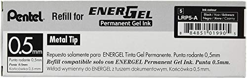 Pentel 0.7 mm EnerGel Permanent Ink Refills - Black Ink (Pack of 24 Refills)