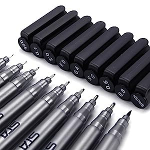 Funnasting Fineliner Pens, Black Pigment Liner Micro Liner Drawing Pens for Sketching Drawing Drafting Office Documents Comic Manga Scrapbooking and School Using