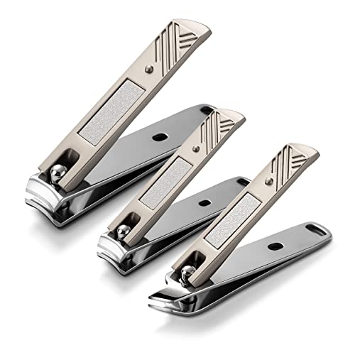 BEZOX Nail Clippers 3 Pcs - Heavy Duty Stainless Steel Straight Toenail Clippers for Thick Fingernail Toenail, Curved Blade Nail Cutters For shape Nail，Slant nail nipper for Trim Nail，Remove Cuticle