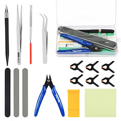 SUNYOK 18pcs Model Tools Kit Gundam Model Making Tools Kit Hobby Craft Tool Sets for Model Making Modeler Basic Building Tools and Equipment for Plastic Planes Ship Boats Adults Kids