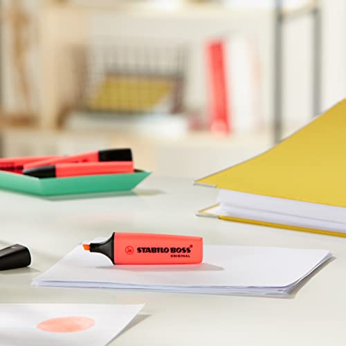 Highlighter - STABILO BOSS ORIGINAL - Pack of 4 - Red