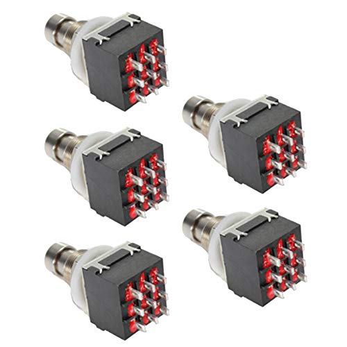 Mintice 5Pcs 3PDT 9 Pins Box Stomp Guitar Effect Pedal Foot Switch True Bypass Foot Pedal Control Switch Electric Guitar Metal Black