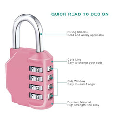 ZHEGE Padlock with Code, 4 Digit Combination Lock for Locker, Resettable Coded Padlock for School and Gym Lockers, Outdoor Padlock Weatherproof for Backyard Fence Gate, Sheds, Garage Door (Pink)