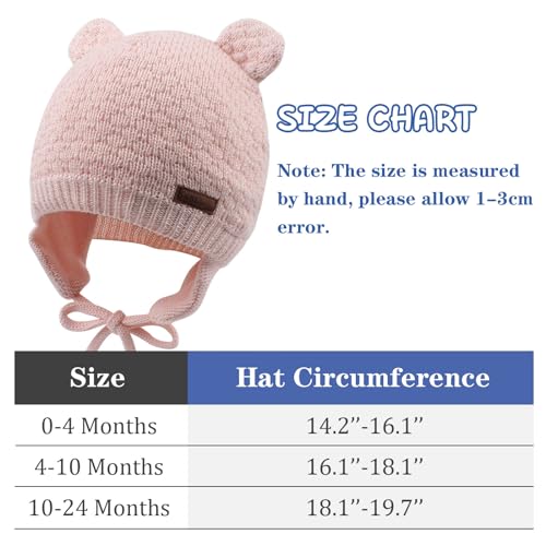 XIAOHAWANG Baby Earflap Beanie Hat Soft Baby Boy Knit Beanies Cute Bear Infant Toddler Girl Hats Autumn Winter (3pcs-a, M)