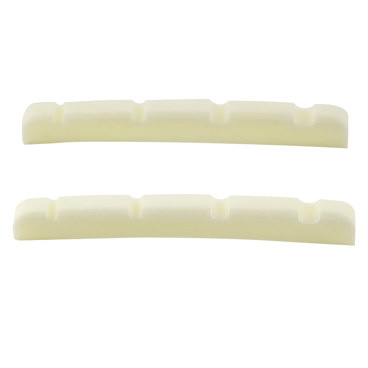 Musiclily Pro 41.91mm Slotted P Bass Bone Nut Curved Bottom for 4-String Fender Style Precision Bass, Ivory(Set of 2)