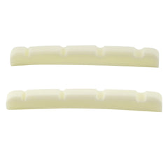 Musiclily Pro 41.91mm Slotted P Bass Bone Nut Curved Bottom for 4-String Fender Style Precision Bass, Ivory(Set of 2)