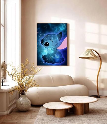 XKQYX 5D Diamond Art Kits for Kids Adults, Stitch Diamond Art Painting Kits Full Drill, Crystal Rhinestone Art Craft Embroidery Canvas Pictures Painting for Home Wall Decor Gifts - Anime