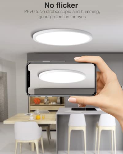 slochi Bathroom Lights,24W 2050LM Round Ceiling Lights,150W Equivalent,6500K,Ultra-Thin,Small,IP54 Waterproof Modern LED Flush Mount Ceiling Lamp for Bedroom,Kitchen,Toilet,Porch,Utility RoomØ23CM