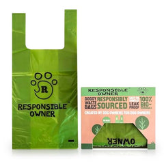 Responsible Owner Dog Poo Bags, 80 Environmentally Friendly, Extra Thick, Super Strong, 100% Biodegradable Dog Bags, With Easy-tie Handles, Leak-proof, Each Dog Poo Bag Measures 17 x 37cm,Earth Green