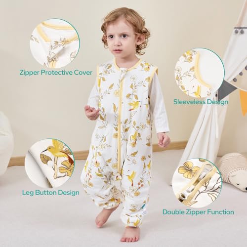 LILBESTIE Sleeping Bag with Feet, 1.5 TOG Baby Sleeping Bag with Legs Cotton Toddler Wearable Blanket 2-3 Years - Excavator L