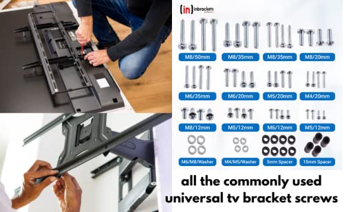 Inbrackets Universal Tv Bracket Screws Bolt Washer Spacer Spares Pack Kit for TV Bracket Wall Mounts compatiable with Vesa Tv wall mounts M4 M5 M6 M8 TOTAL 68PCS (68 Pcs)