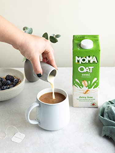 MOMA Oat Drink Semi - 6 x 1L - 1.2% Fat - Our Lightest Option - Fully-Foamable Dairy Free Milk with calcium & vitamins - 100% Plant Based Vegan - Perfect for Tea & Cereal - No Added Sugar - Made in UK