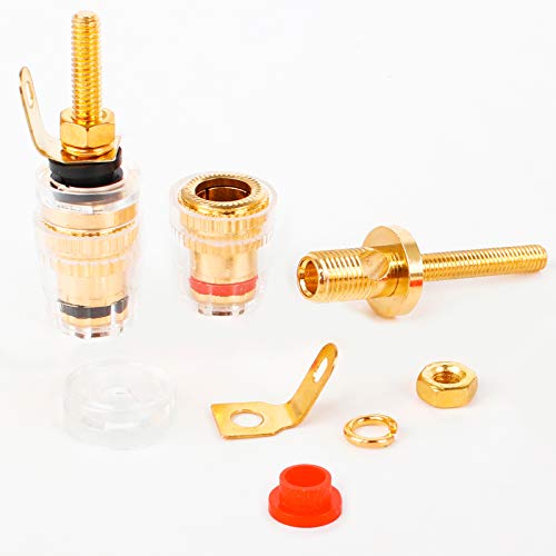 Jubaopen 6Pcs Plated Banana Plug Banana Plug Socket Speaker Terminal Binding Post Gold Plate Binding Post for Amplifier Speaker Terminal Connector