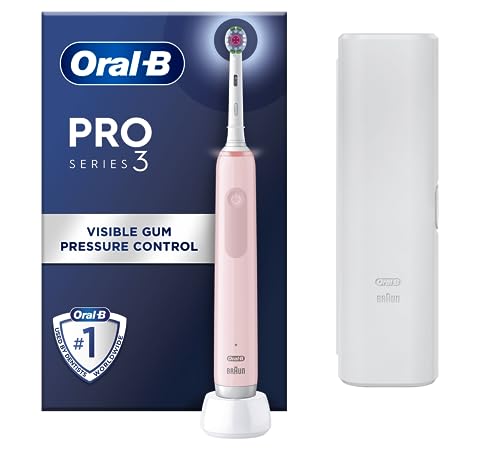 Oral-B Pro 3 Electric Toothbrushes For Adults, Gifts For Women / Men, 1 3D White Toothbrush Head & Travel Case, 3 Modes with Teeth Whitening, 2 Pin UK Plug, 3500, Pink