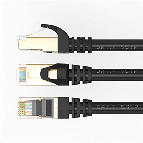 Cat7 Ethernet Cable 0.5M, cat 7 Patch Cord Gigabit Network lan cable high speed 10gbps gold plated RJ45 connector for Modem router Patch panel computer laptop TV box (0.5M, Black)