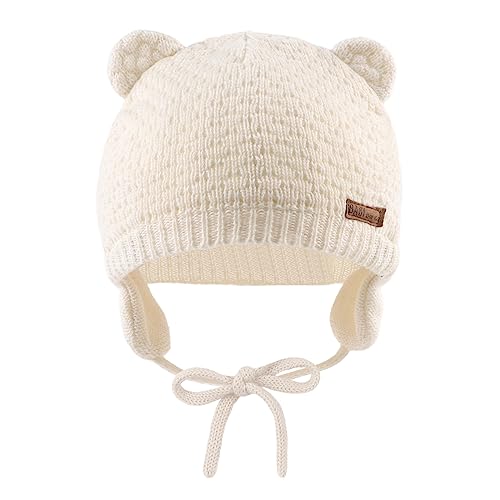 XIAOHAWANG Baby Earflap Beanie Hat Soft Baby Boy Knit Beanies Cute Bear Infant Toddler Girl Hats Autumn Winter (3pcs-a, M)