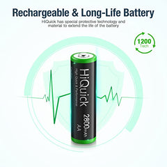 HiQuick 16Pcs 2800mAh NI-MH AA Rechargeable Batteries High Capacity 1.2V NI-MH Low Self Discharge Rechargeable Battery (Pack of 16)