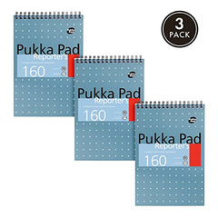 Pukka Pad, Reporter’s Pad 3 Pack for Home, School, and Office – 14 x 20.5cm – Wirebound, Head-Bound Notebook with 160 Pages of 80GSM Paper – Microperforated for Easy Removal – Blue