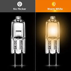 G4 Halogen Bulbs, 20 Pcs 12V 10W Halogen Light Bulbs 2 Pin Clear Capsule Lamp Bulb, Halogen-Pin-Base-Lamp Warm White Light Clear Capsule for Cooker Lighting, Signal Lights, Track Lighting (20 PCS)