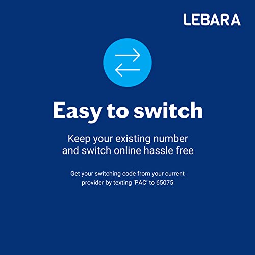 Lebara UK SIM Card, 5GB for £5, Half Price for First 3 Months, No Contract, UK Calls, UK Texts and International Calls Included, Multi-size (Nano/Micro/Standard), Fits All Devices (2GB)