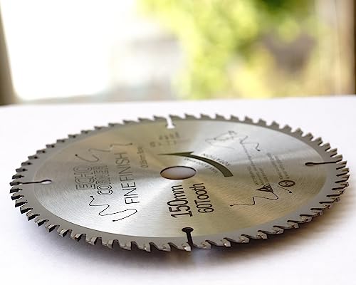 Echo Corner 150mm Circular Saw Blade, 10mm bore 60-Tooth, Fine-Finish Crosscut Framing Wood Plywood MDF Plastic Veneer Laminate