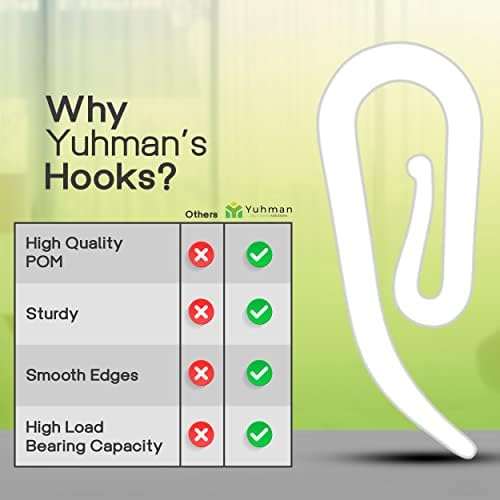 Yuhman 200-Pack Premium White Plastic Curtain Hooks - 2.8cm x 1.2cm - Versatile Heavy - Duty Design for Windows, Doors, and Showers - Fits All Types of Curtains