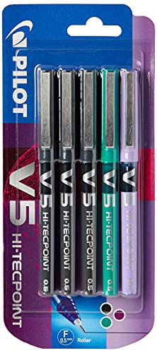 Pilot V5 0.5 mm Liquid Ink Rollerball Pen, Pack of 5