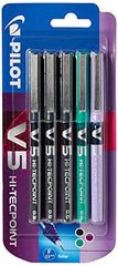 Pilot V5 0.5 mm Liquid Ink Rollerball Pen, Pack of 5