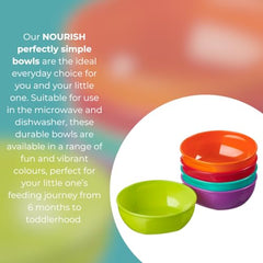 Vital Baby Nourish Perfectly Simple Bowls - 7oz/ 200ml. Baby Weaning and Feeding Bowls - Bright Colours - BPA, Phthalate, Latex-Free - Durable - Ideal for Toddlers – Microwave/Dishwasher Safe - 5pk