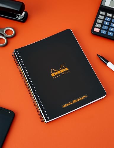 RHODIA 193439C - Spiral Notebook (Full Bound) Notebook Black - A5and - Dot Dot - 160 Detachable Pages - White Clairefontaine Paper 80 g/m - Soft and Resistant Cover - Classic