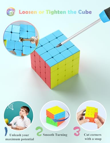 ROXENDA Speed Cube Profession 4X4 Fast Cube - Fast Smooth Turning - Solid Durable & Stickerless Frosted, Best 3D Puzzle Magic Toy - Turns Quicker Than Original